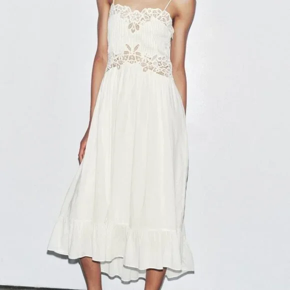 NWT ZARA ZW COLLECTION EMBROIDERED DRESS S, L - Picture 4 of 9